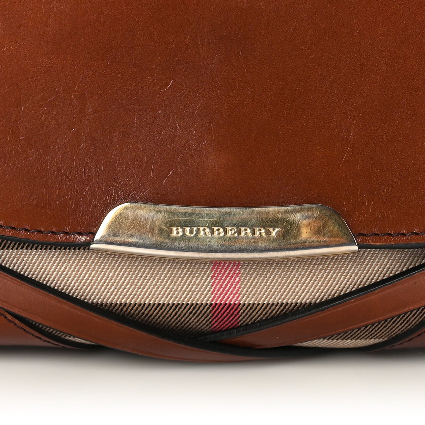 House Check Bridle Calfskin Small Abbott Crossbody Bag Tan