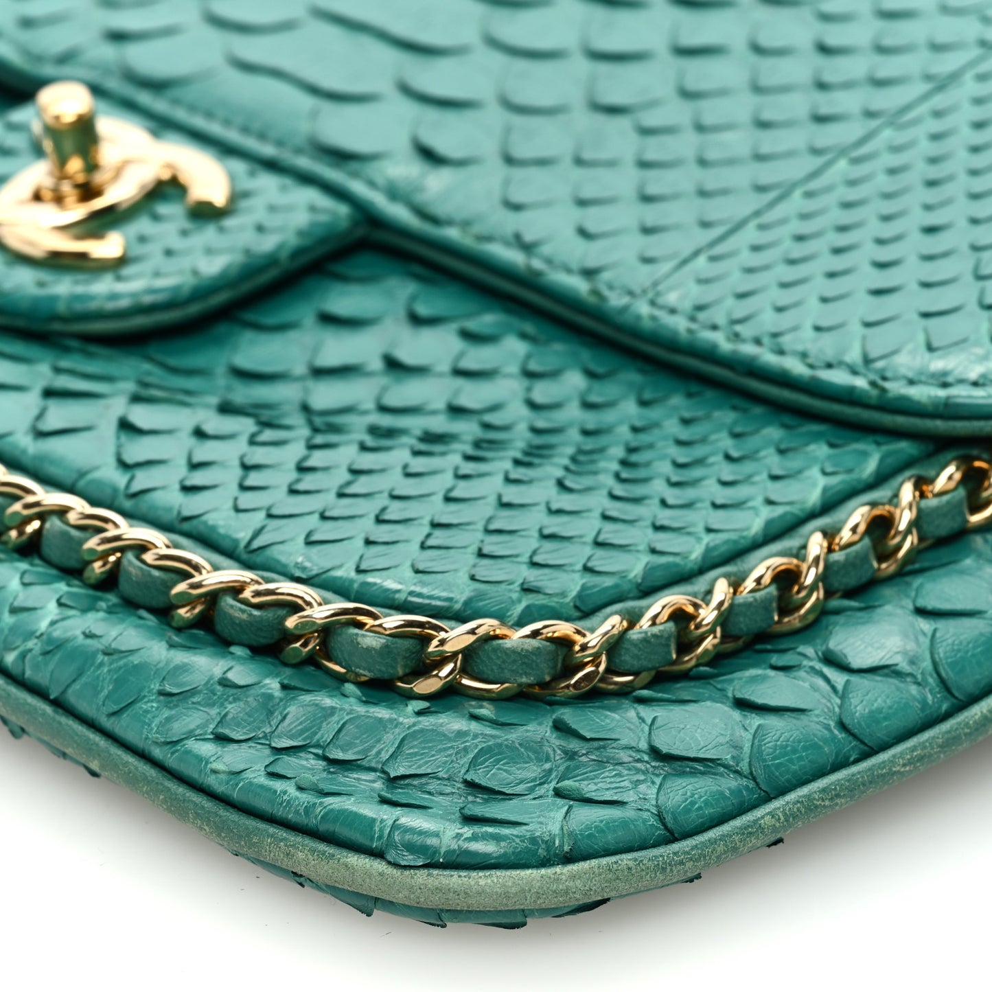 Snakeskin Chain Around Single Flap Turquoise
