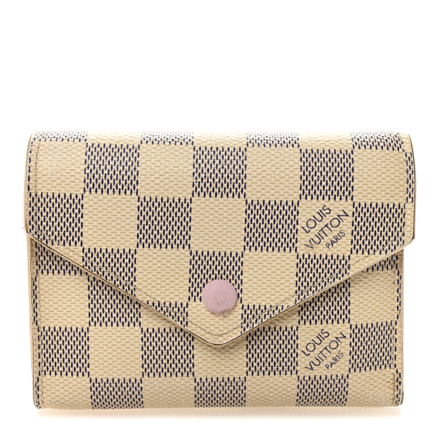 Louis Vuitton Damier Azur Victorine Wallet Rose Ballerine 1 of 9