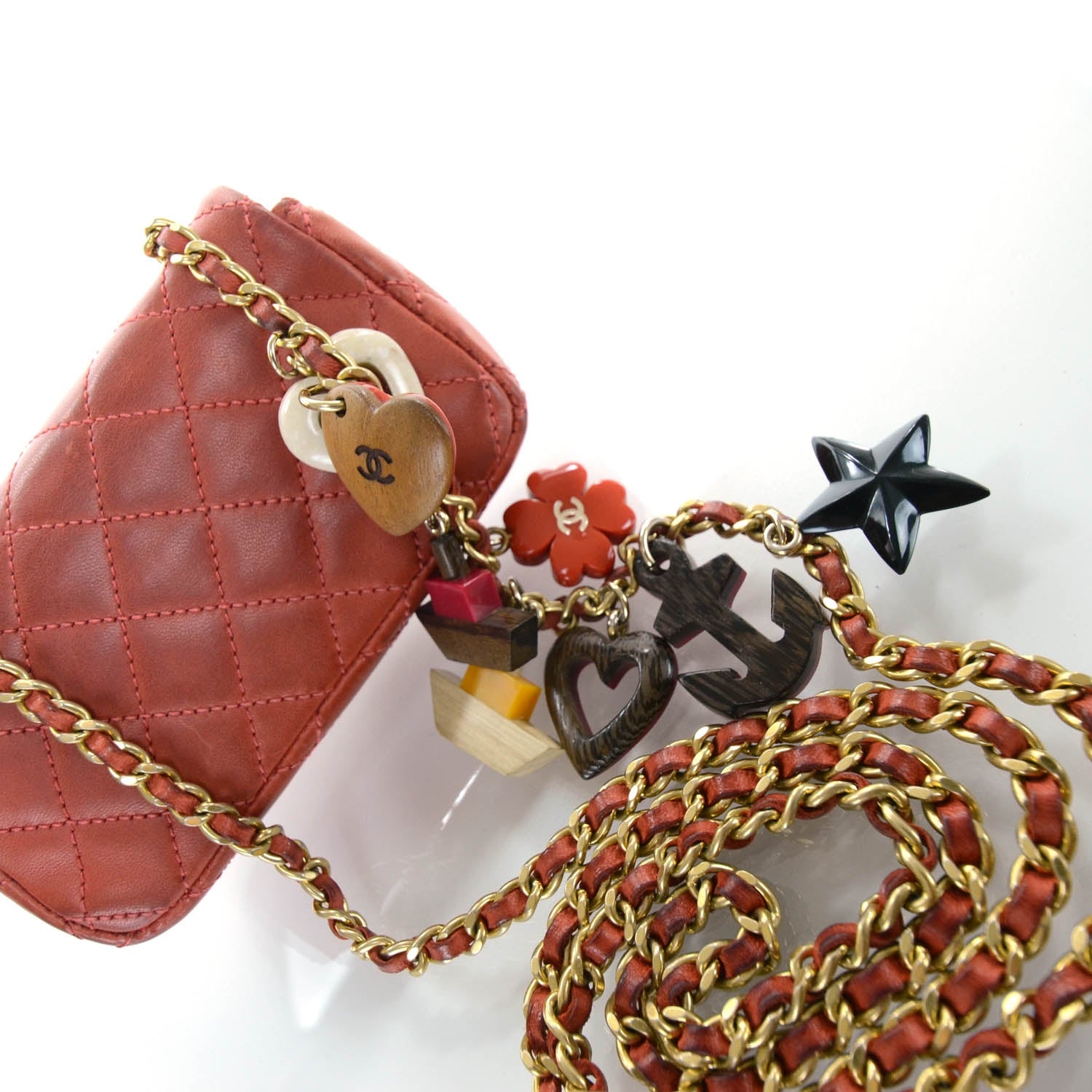Chanel Lambskin Quilted Cruise Charm Mini Flap Red 4 of 13
