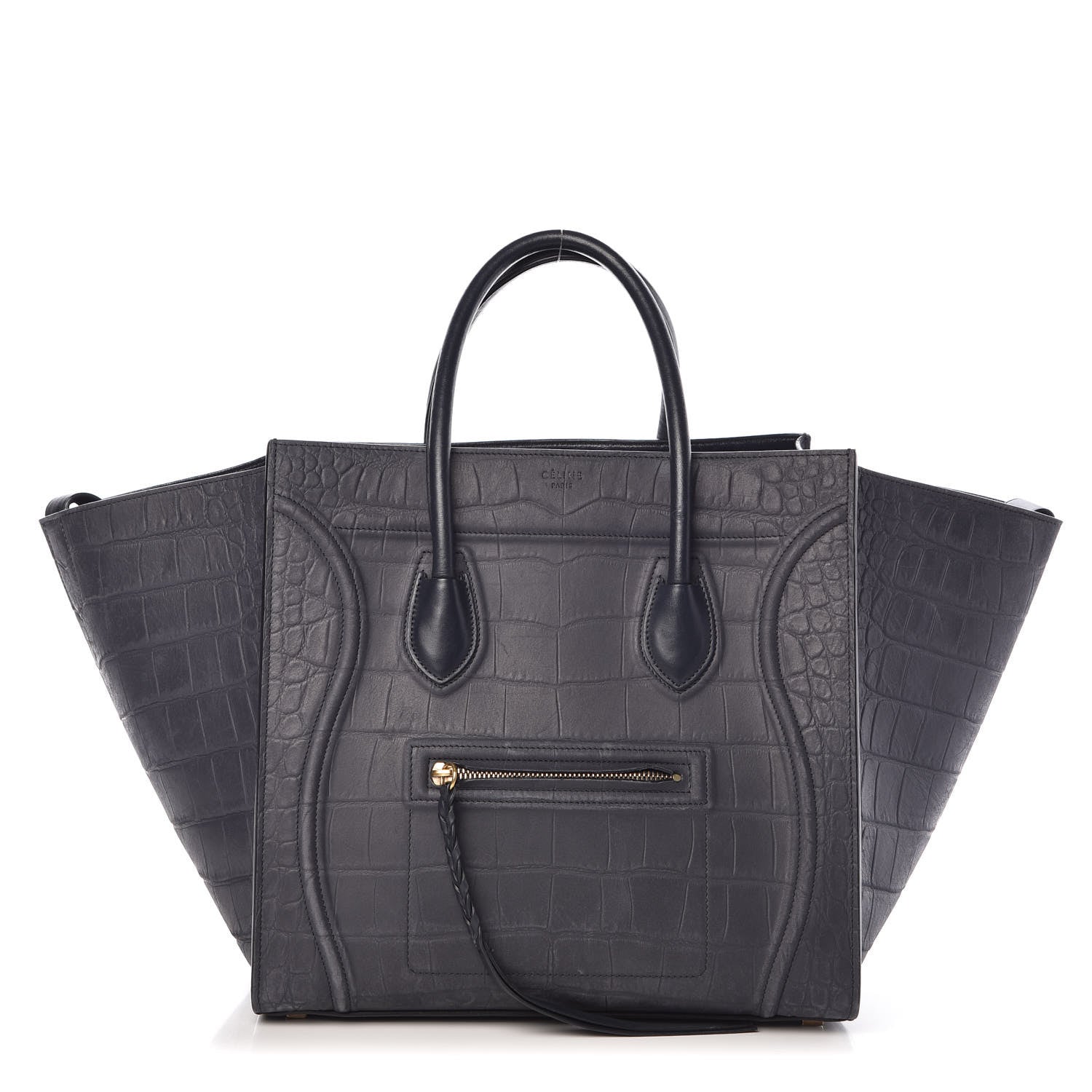 Celine Crocodile Embossed Calfskin Medium Phantom Luggage Navy Blue 1 of 7