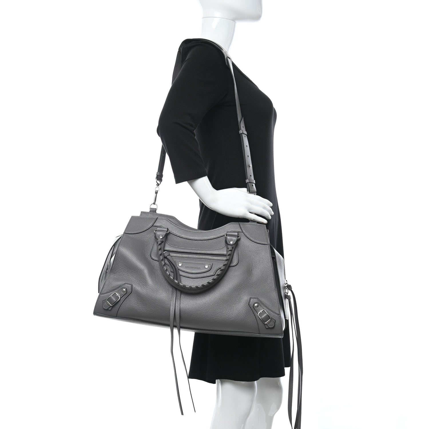 Balenciaga Grained Calfskin Neo Classic Silver Hardware Medium City Dark Grey 2 of 8