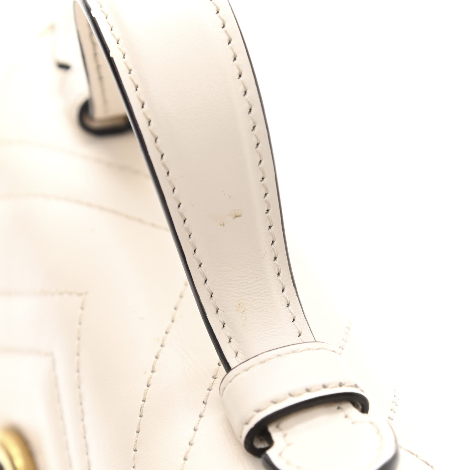 Gucci Calfskin Matelasse Mini GG Marmont Top Handle Shoulder Bag White 11 of 12
