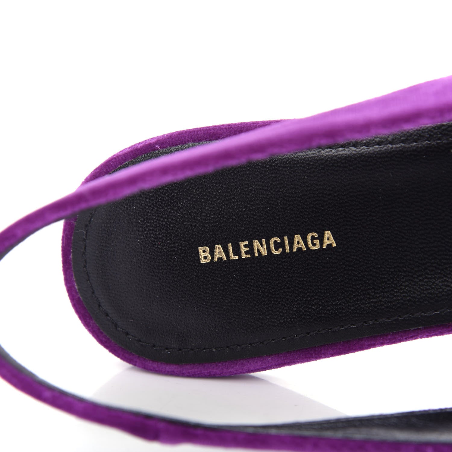Balenciaga Velvet BB Knife Pointy Toe Slingback Flats 37 Violet Orchidee 8 of 11