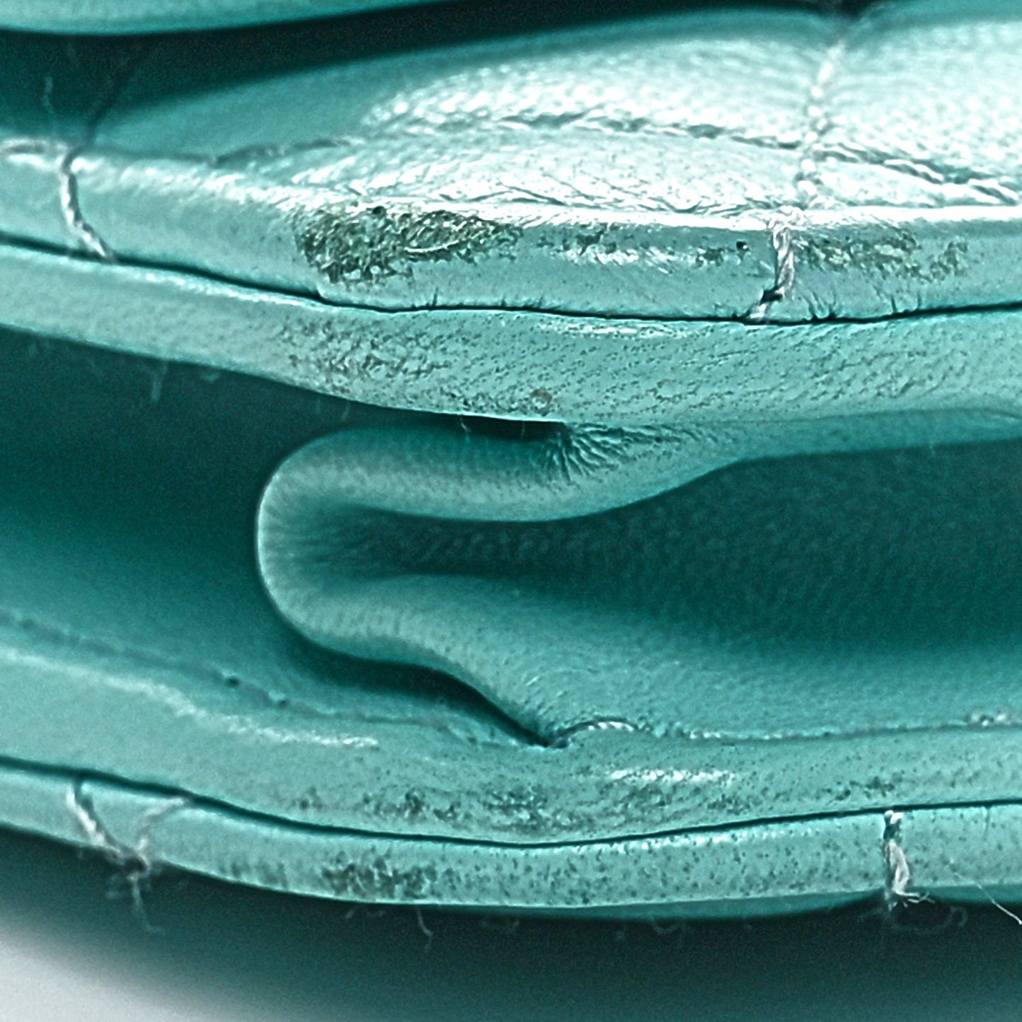 Lambskin Quilted Trendy CC Wallet On Chain WOC Turquoise