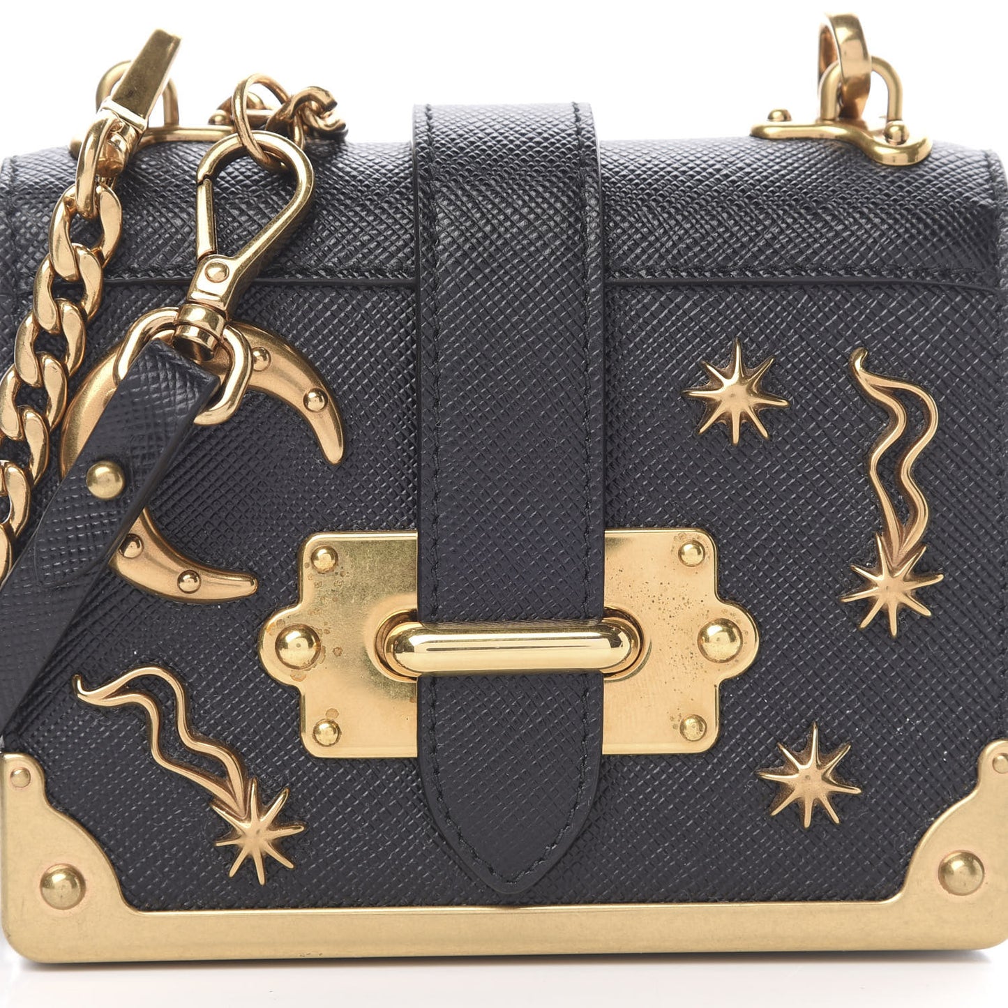 Saffiano Astrology Mini Cahier Bag Black