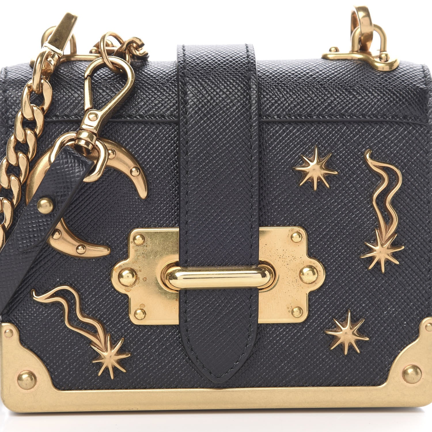 Prada Saffiano Astrology Mini Cahier Bag Black 8 of 11