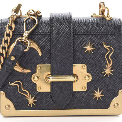 Prada Saffiano Astrology Mini Cahier Bag Black 8 of 11