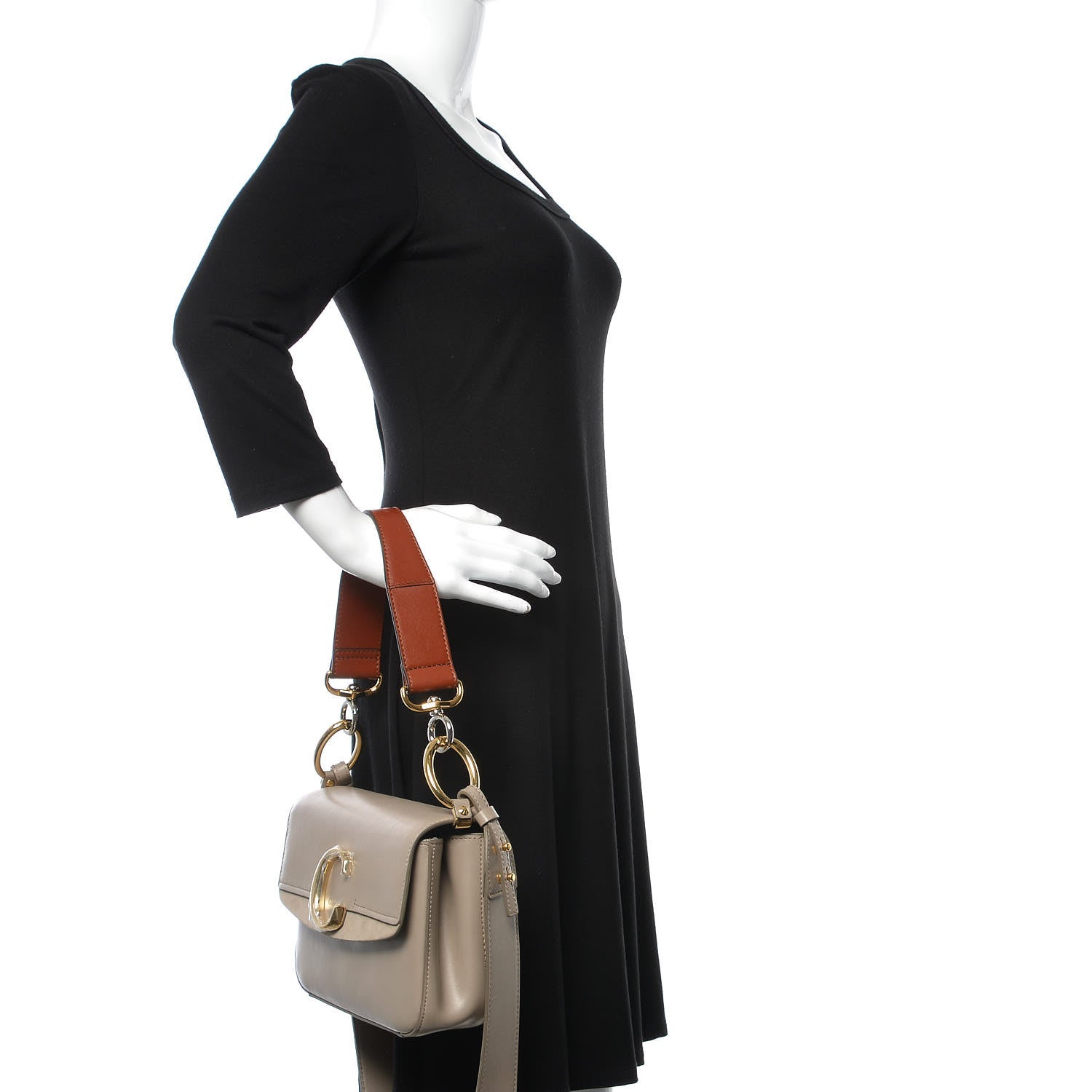 Chloe Calfskin Small C Double Carry Motty Grey 3 of 9