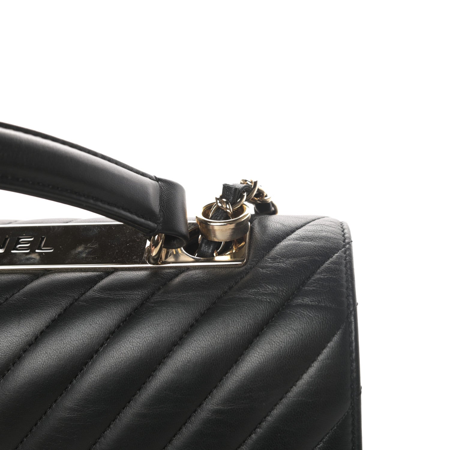 Chanel Lambskin Chevron Quilted Medium Trendy CC Dual Handle Flap Bag Black 12 of 14