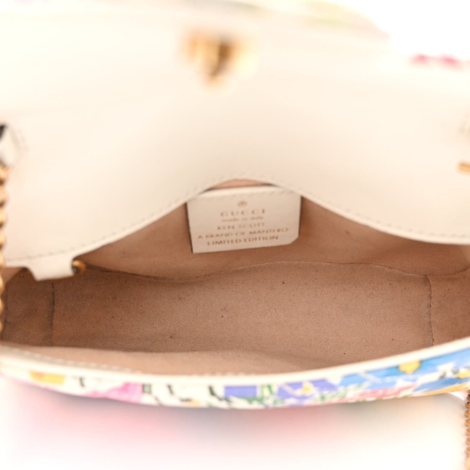 Gucci X KEN SCOTT Calfskin Matelasse Floral Print Super Mini GG Marmont Shoulder Bag Ivory Pink 5 of 15
