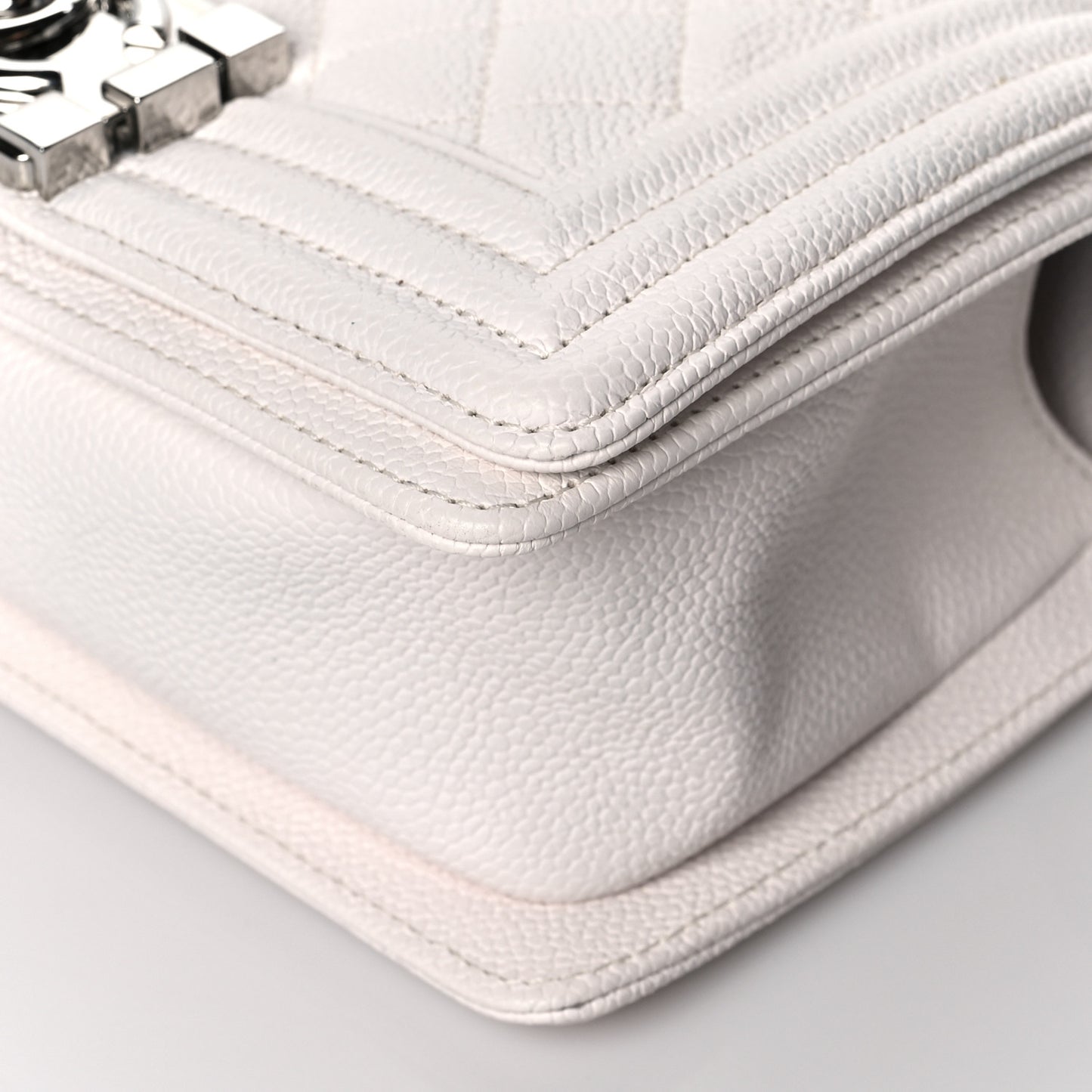 Caviar Quilted Small Boy Flap White