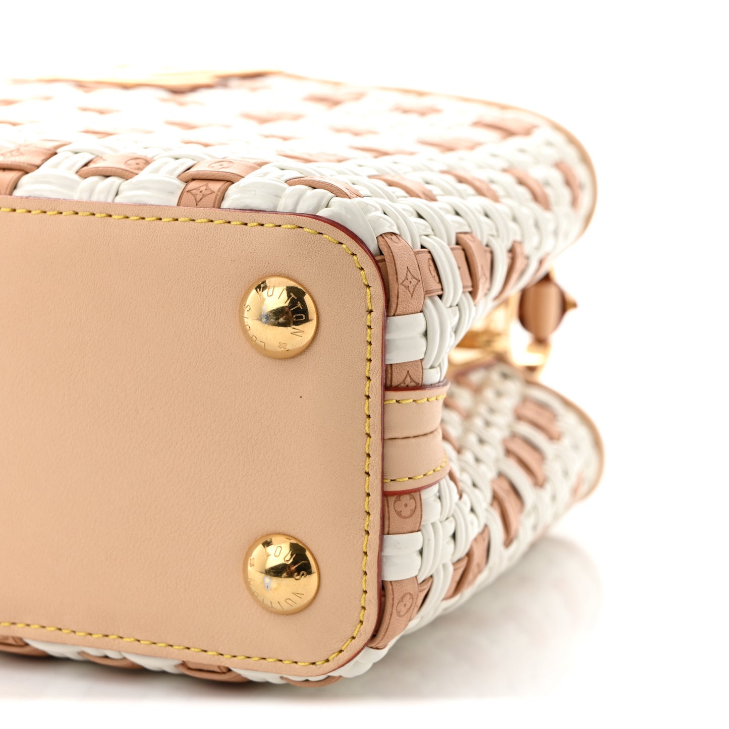 Woven Calfskin Heavenly Capucines BB White Natural