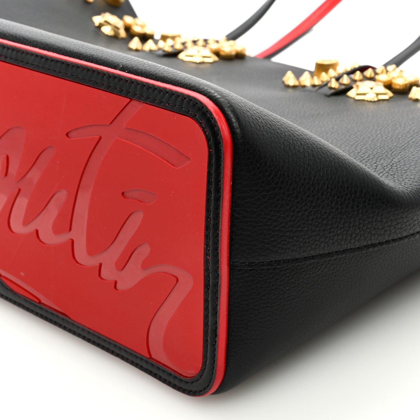 Calfskin Empire Spike Studded East West Cabata Tote Black Gold