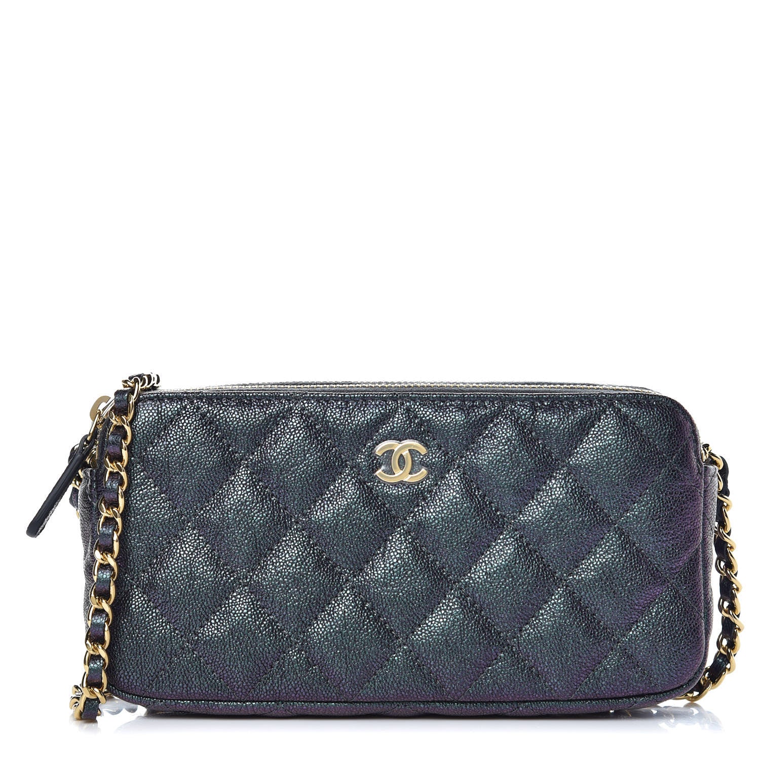 Chanel Iridescent Caviar Quilted Clutch With Chain Black 1 of 11