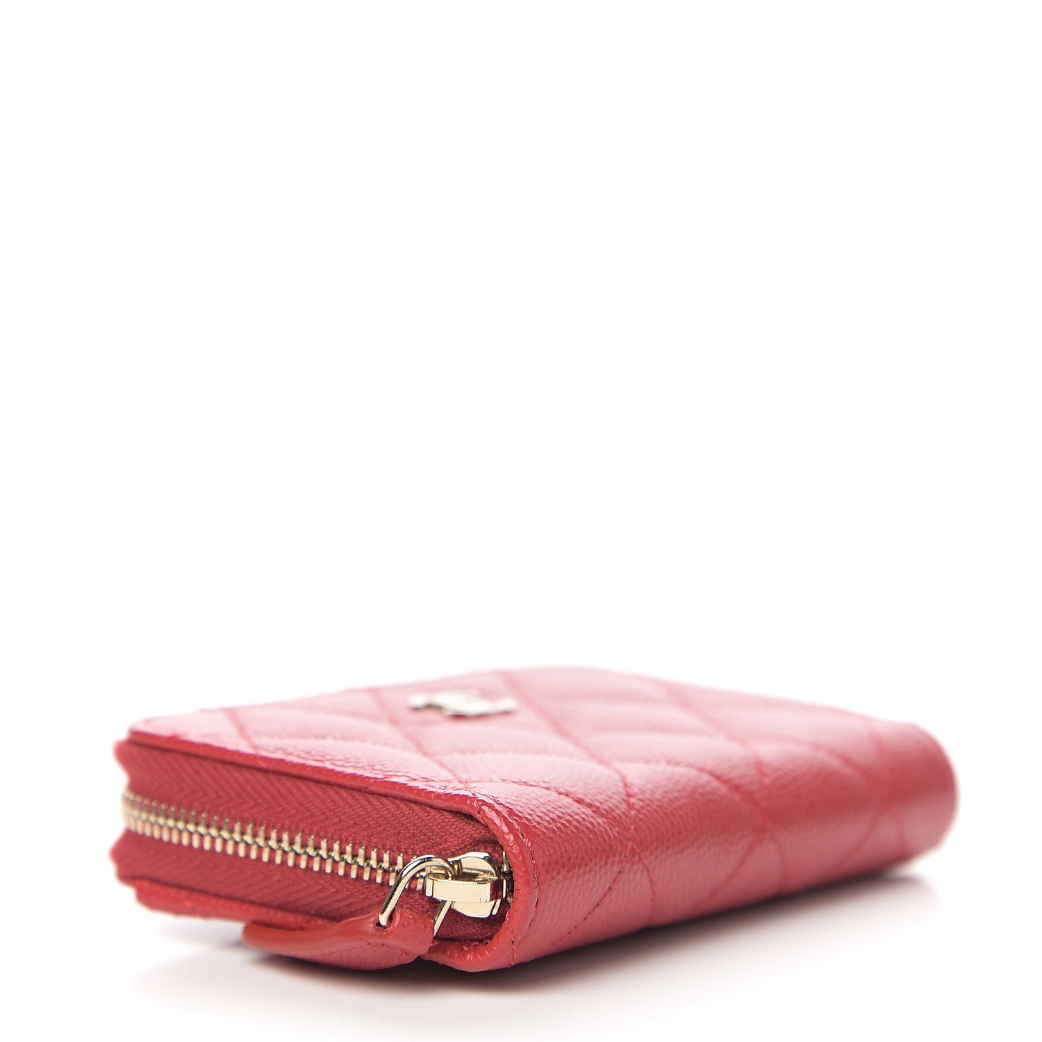 Chanel Caviar Quilted Zip Coin Purse Red 3 of 7