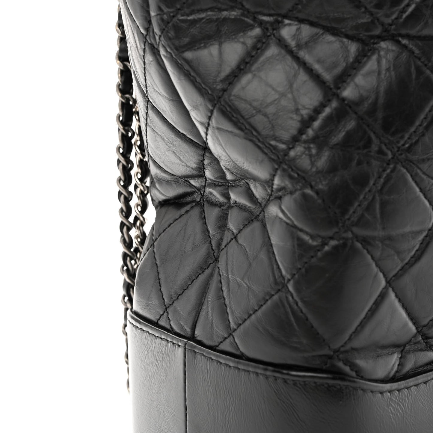 Aged Calfskin Quilted Maxi Gabrielle Hobo Black