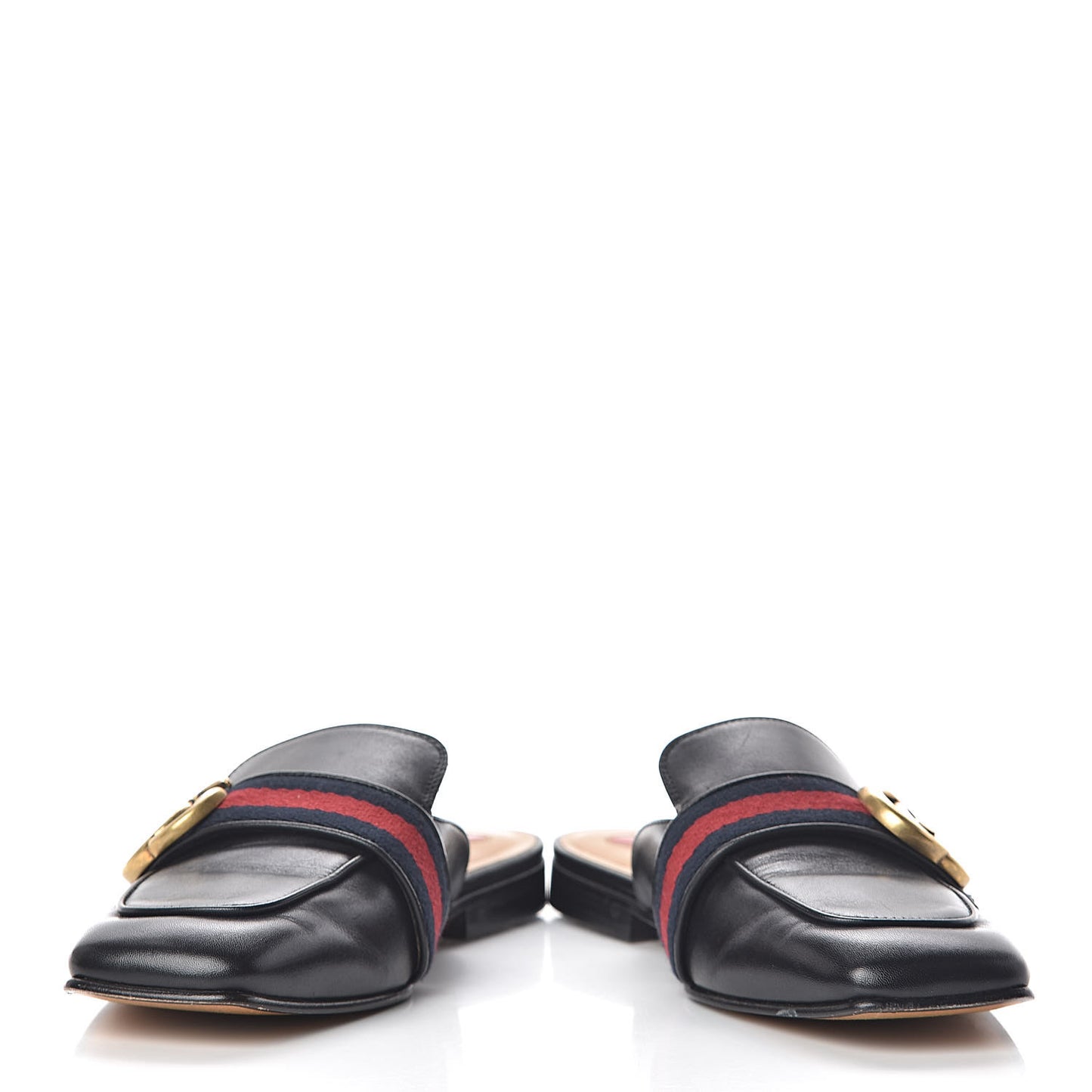 Calfskin Web Womens Peyton GG Slippers 35 Black