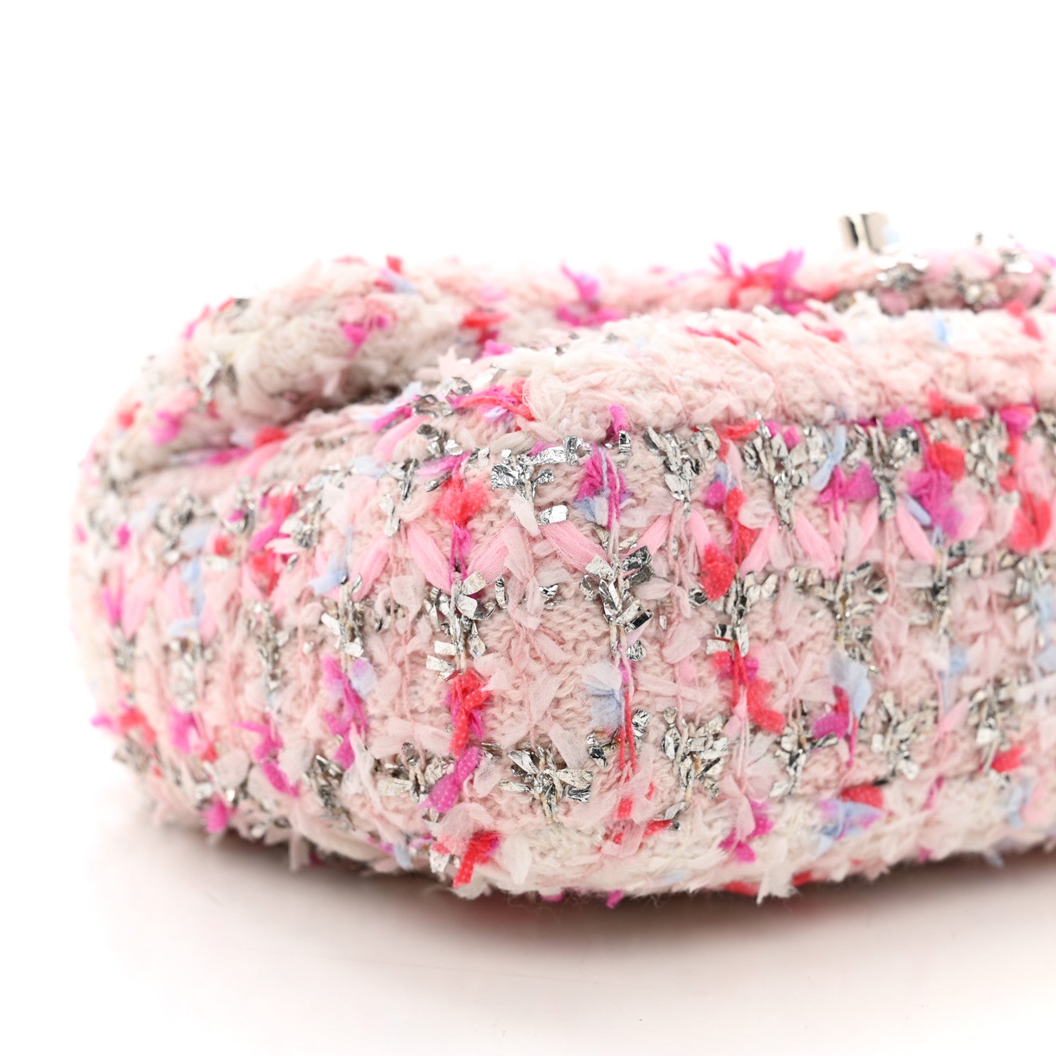 Chanel Tweed Quilted Mini Rectangular Flap Light Pink Silver Blue 9 of 10