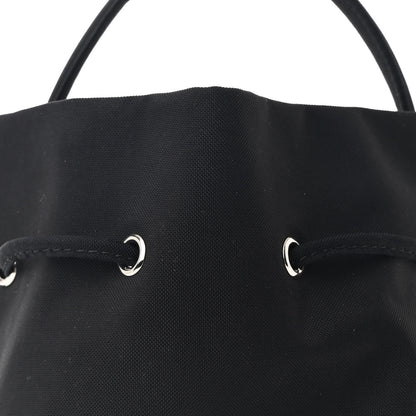Balenciaga Recycled Sport Nylon Logo Embroidered Wheel Drawstring Bucket Bag Black White 9 of 11