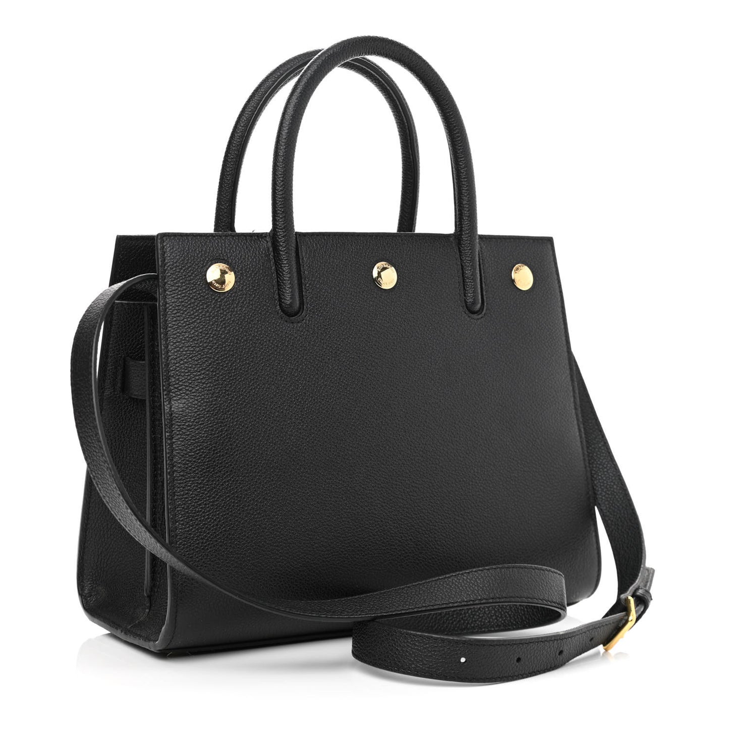 Grainy Calfskin Mini Two Handle Title Bag Black