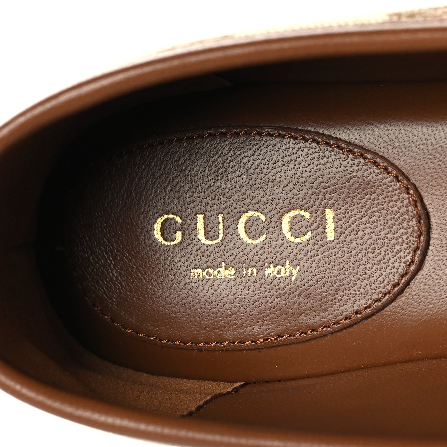 GG Monogram Horsebit Bow Ballet Flats 35.5 Beige Ebony Sundial
