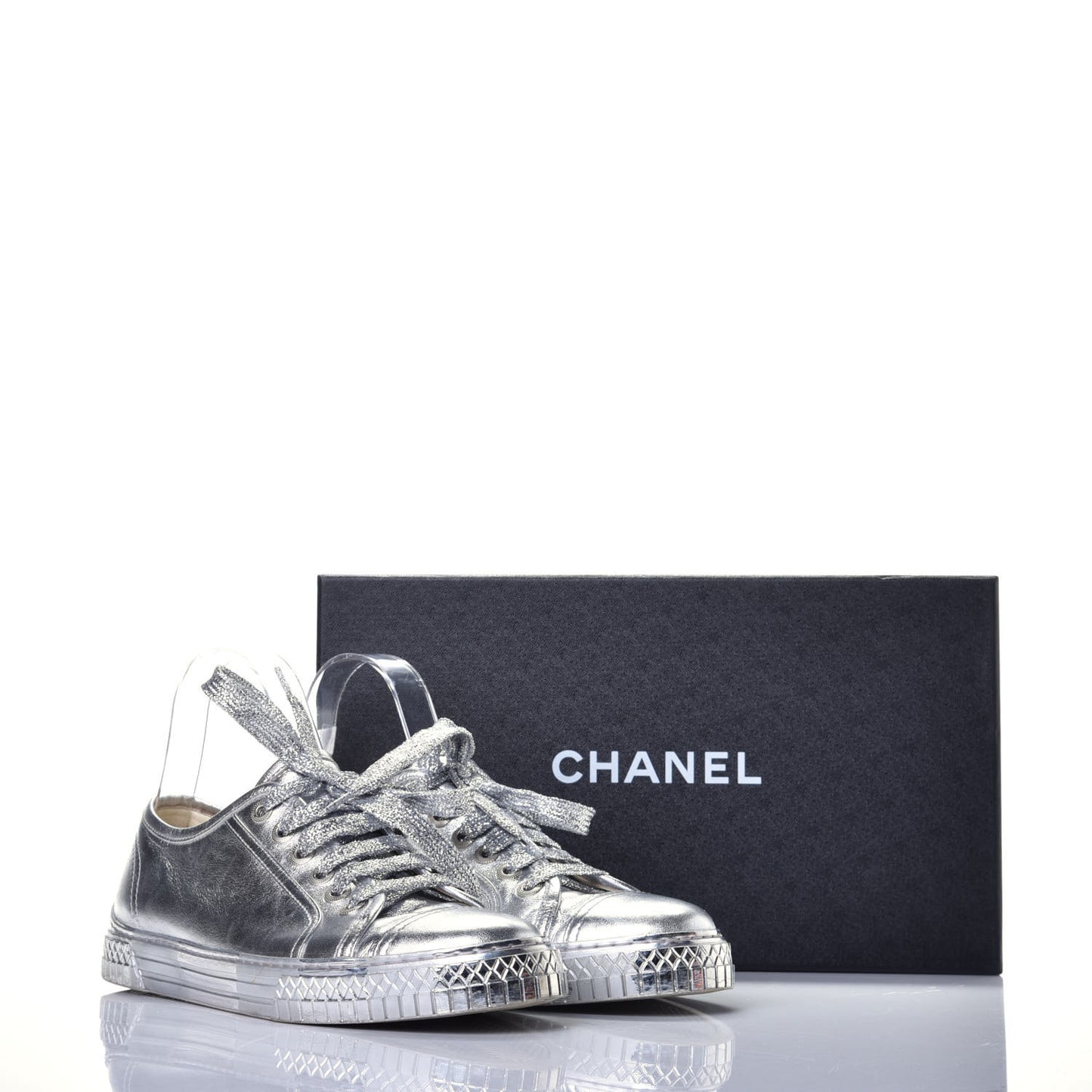 Laminated Lambskin Sneakers 39.5 Silver