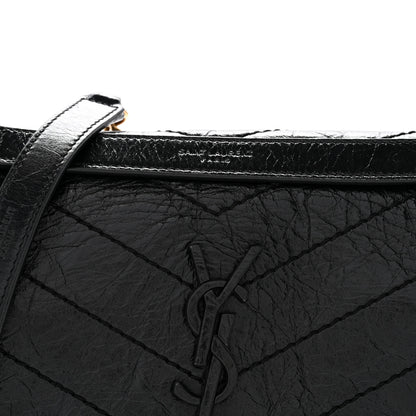 Saint Laurent Crinkled Lambskin Matelasse Monogram Baby Niki Chain Satchel Black 8 of 12