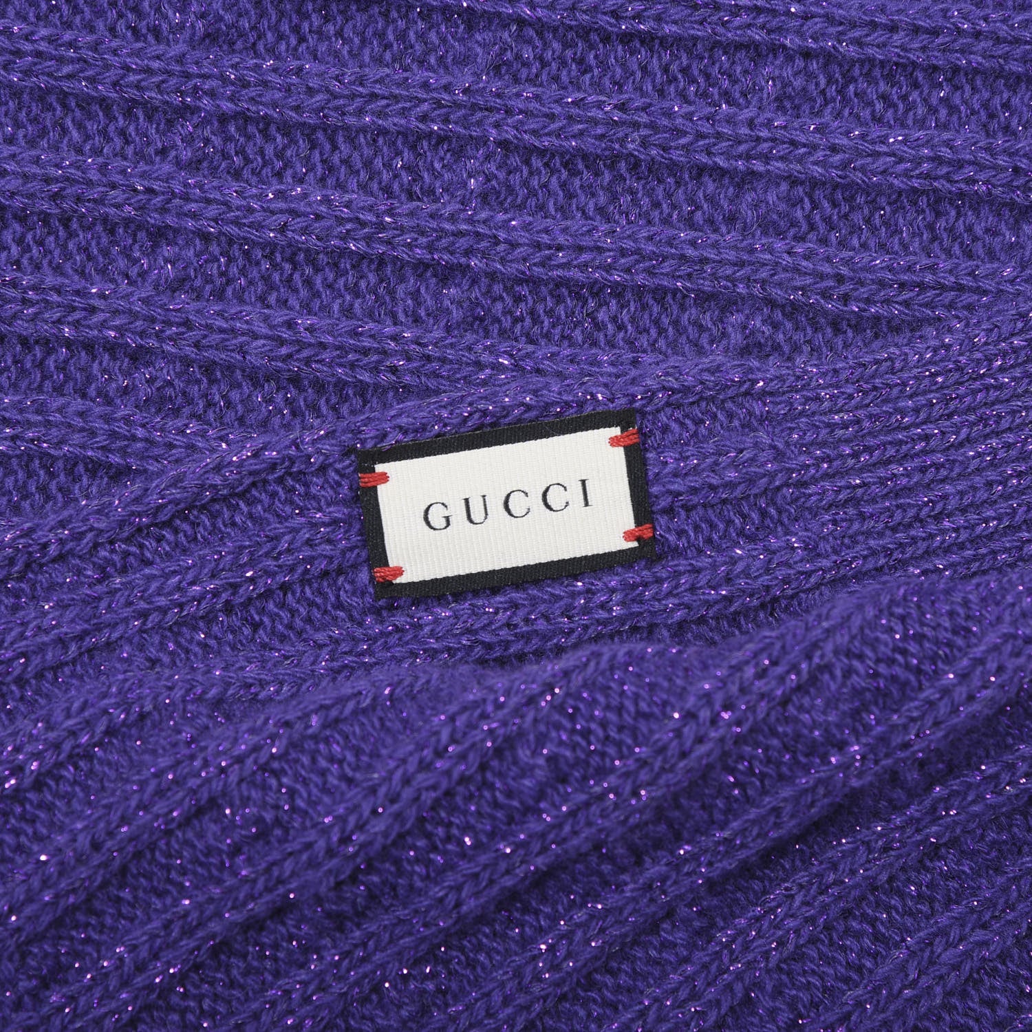 Gucci Wool Knit Shine Reg Scarf Parma Violet Dark Purple 4 of 4