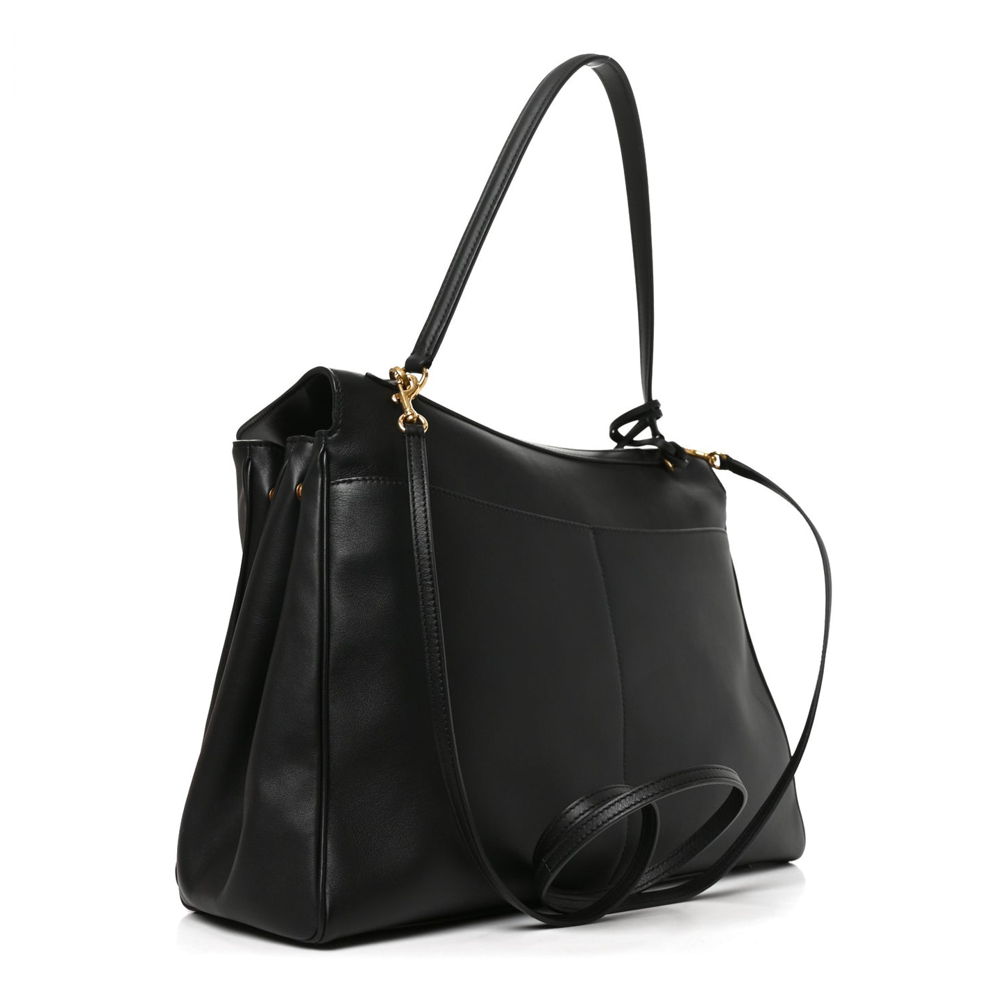 Smooth Calfskin Large Rodeo Top Handle Handbag Black
