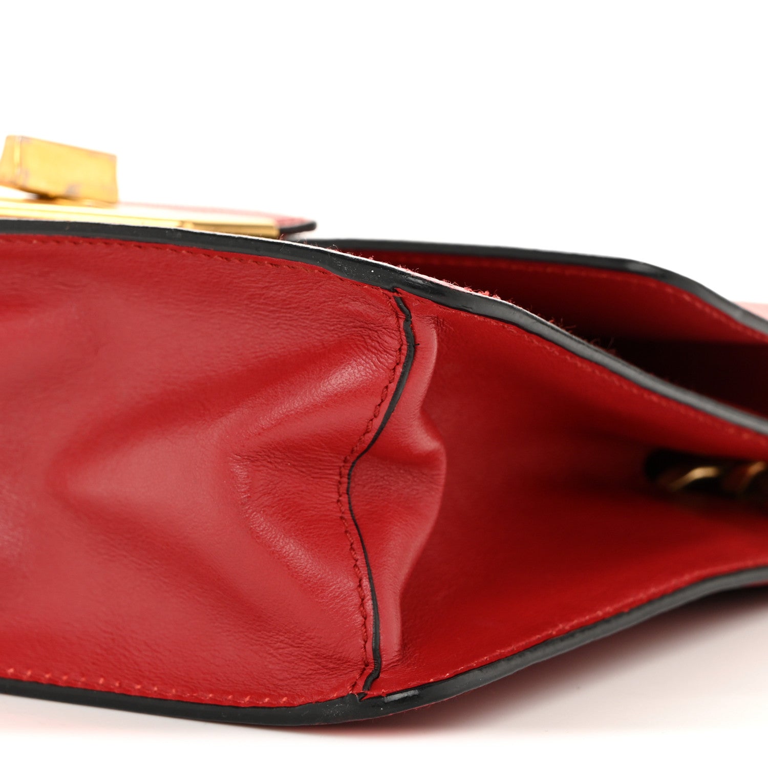 Prada Saffiano Turn Lock Chain Shoulder Bag Fuoco 1804890