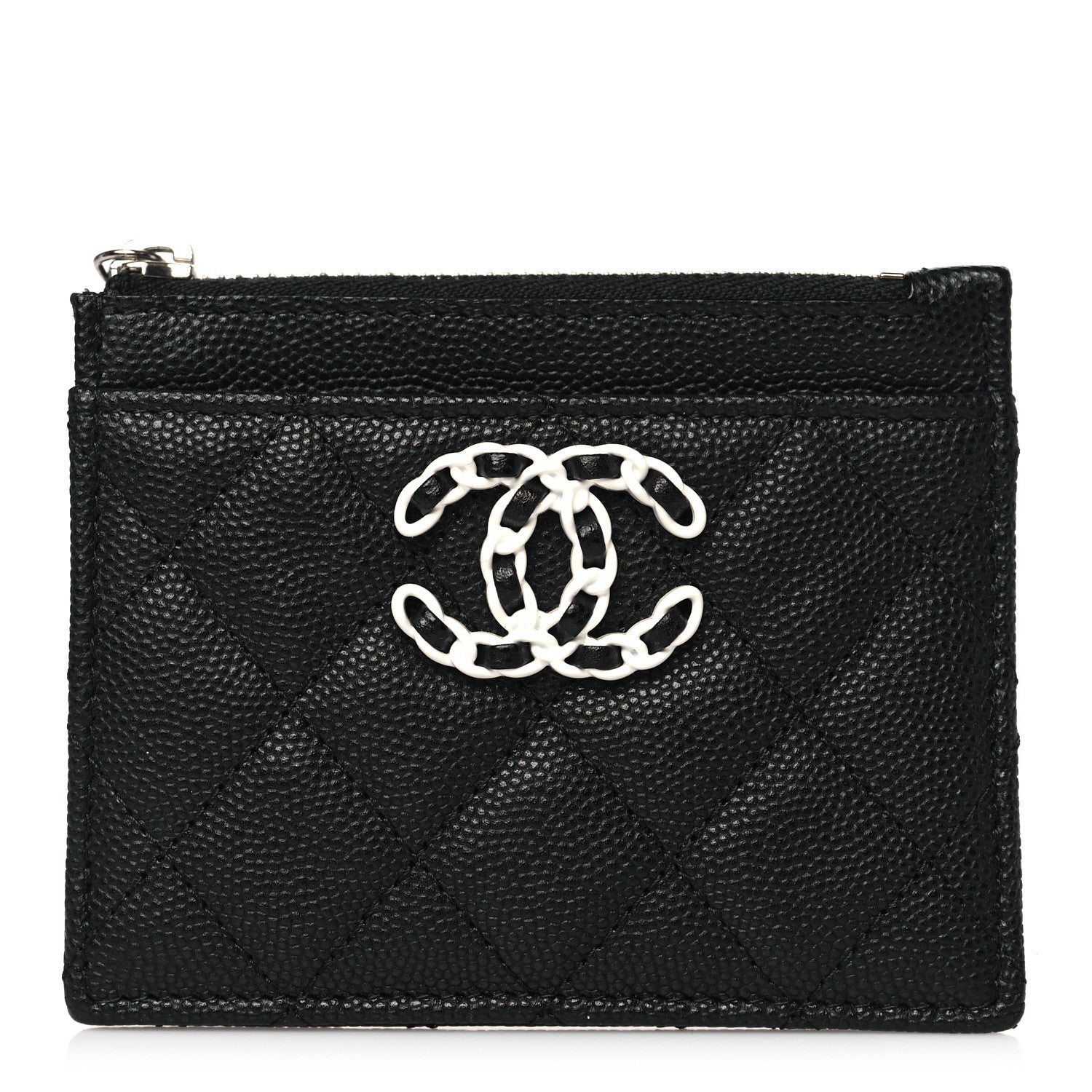 Chanel Caviar Quilted Chanel 19 Zip Card Holder Black 1 of 9