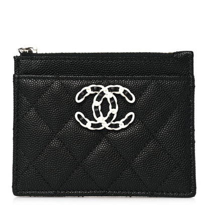 Chanel Caviar Quilted Chanel 19 Zip Card Holder Black 1 of 9