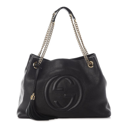 Gucci Pebbled Calfskin Medium Soho Chain Shoulder Bag Black 1 of 18