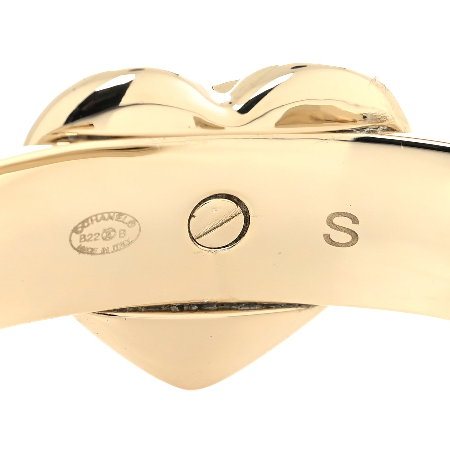 Metal Coco In Love CC Heart Cuff Bracelet S Gold