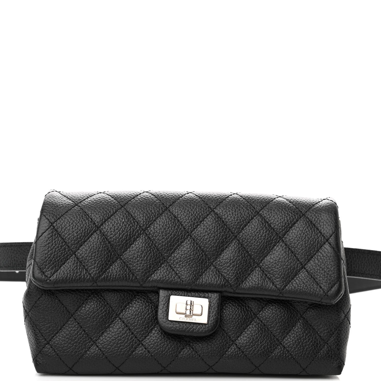 Chanel Grained Calfskin Quilted 2.55 Reissue Flap Belt Bag Clutch Black 9 of 11