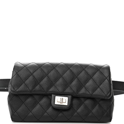 Chanel Grained Calfskin Quilted 2.55 Reissue Flap Belt Bag Clutch Black 9 of 11