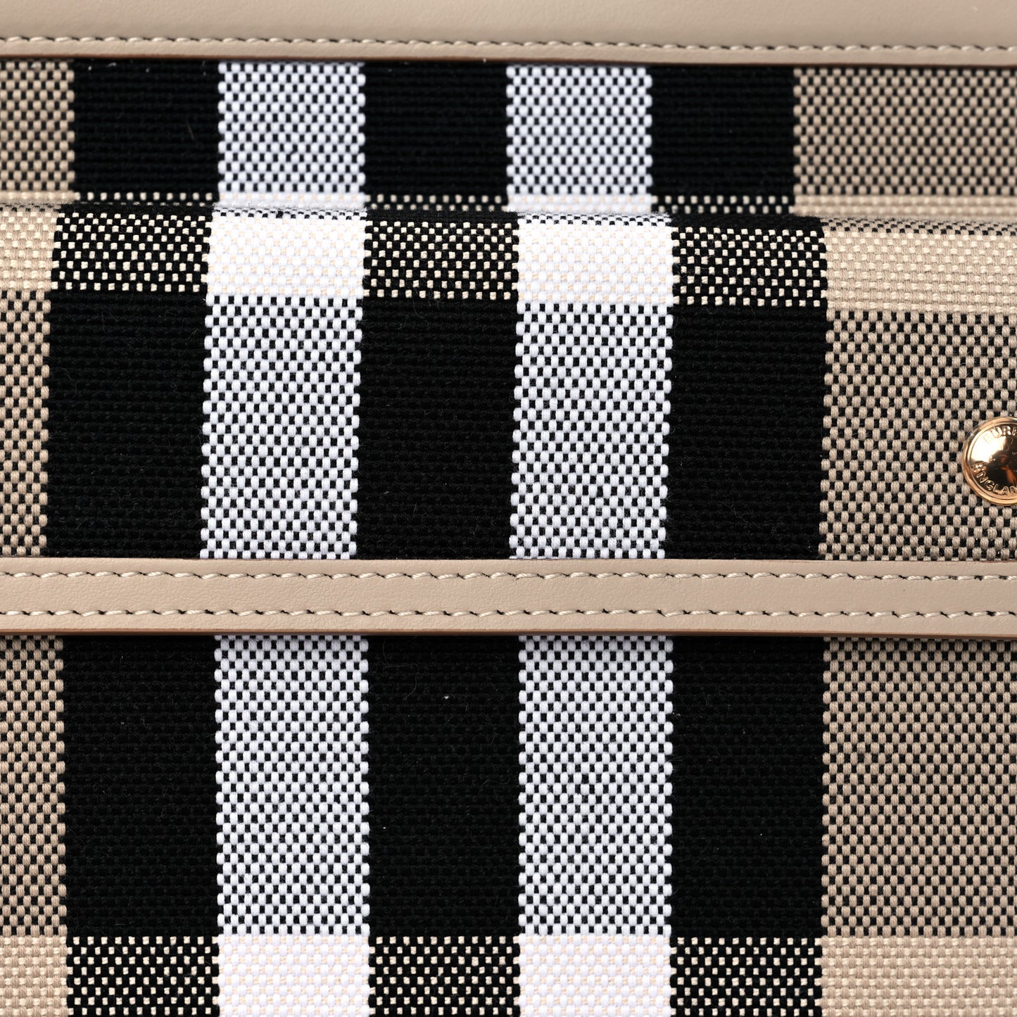 Smooth Calfskin Archive Canvas Check Mini Pocket Bag Dusty Sand