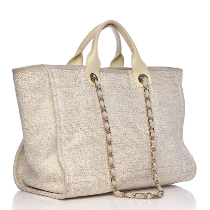 Chanel Canvas Large Deauville Tote Light Beige 4 of 17