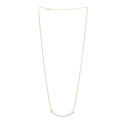 Tiffany 18K Yellow Gold Diamond Medium T Smile Pendant Necklace 3 of 4