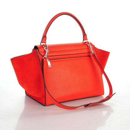 Celine Drummed Calfskin Suede Medium Trapeze Vermillion 3 of 7