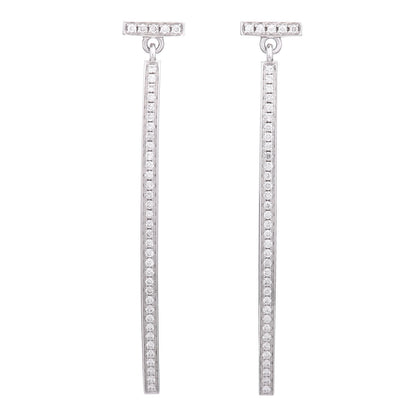 Tiffany 18K White Gold Diamond T Bar Earrings 1 of 4