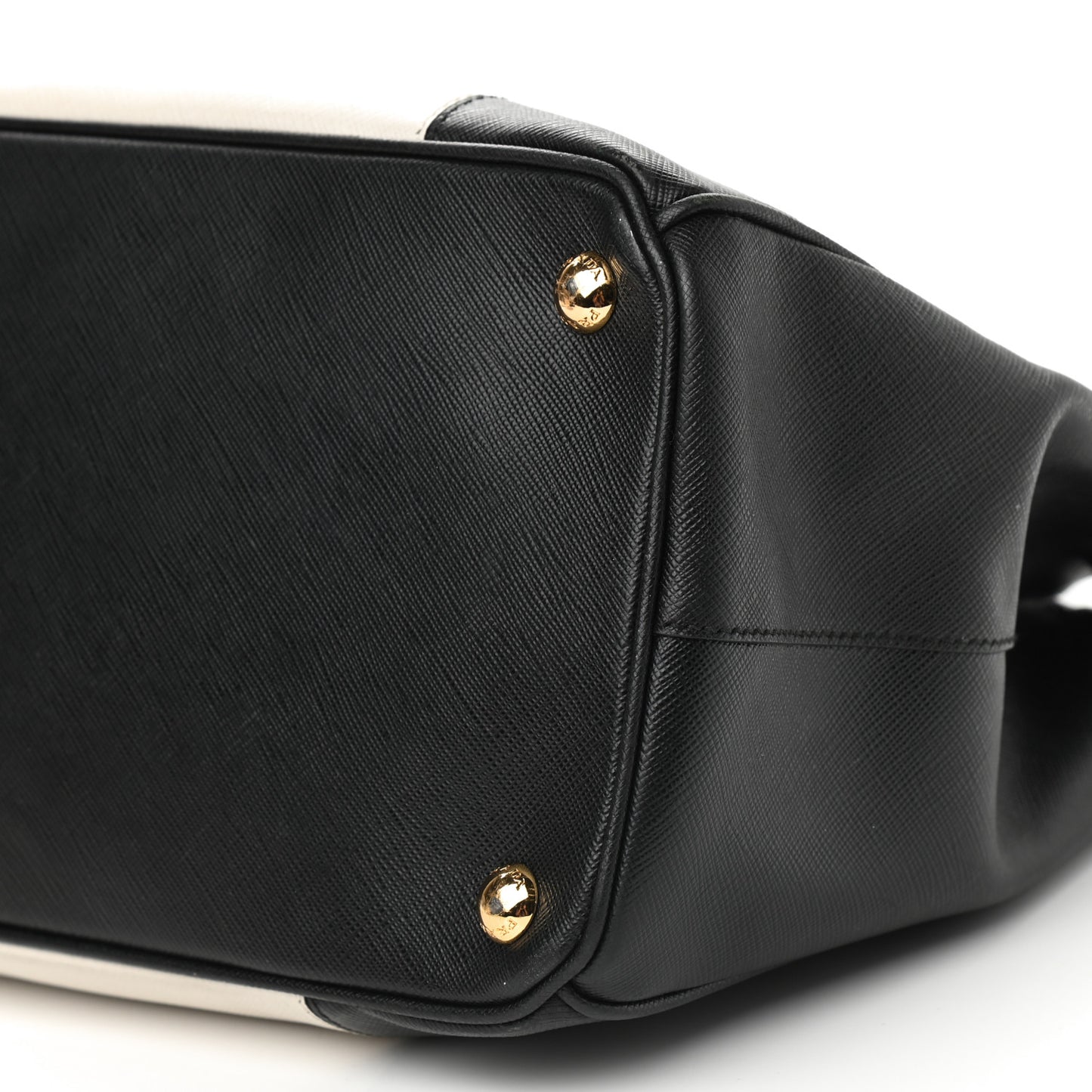 Saffiano Lux Colorblock Medium Galleria Double Zip Tote Black Talco