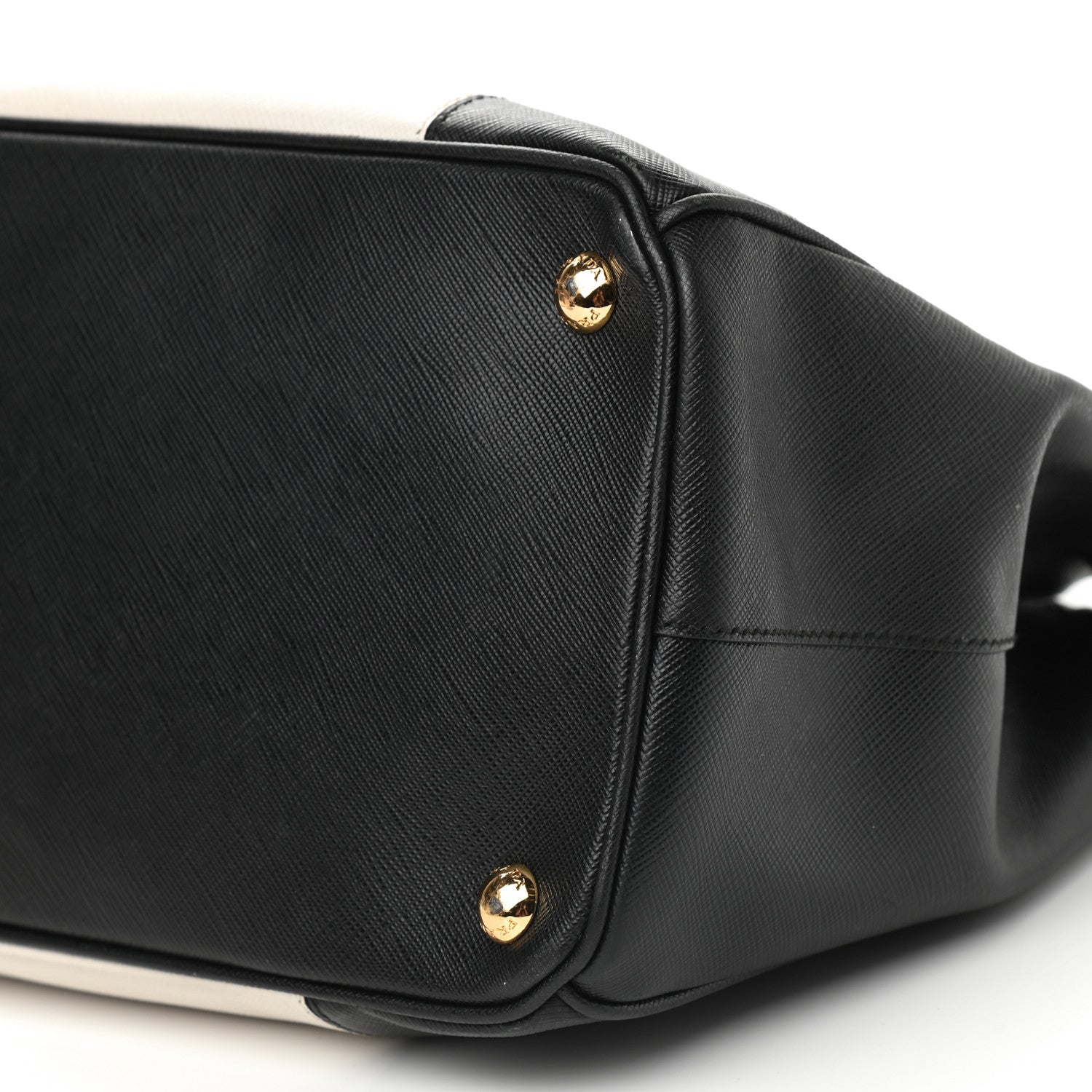 Prada Saffiano Lux Colorblock Medium Galleria Double Zip Tote Black Talco 9 of 11