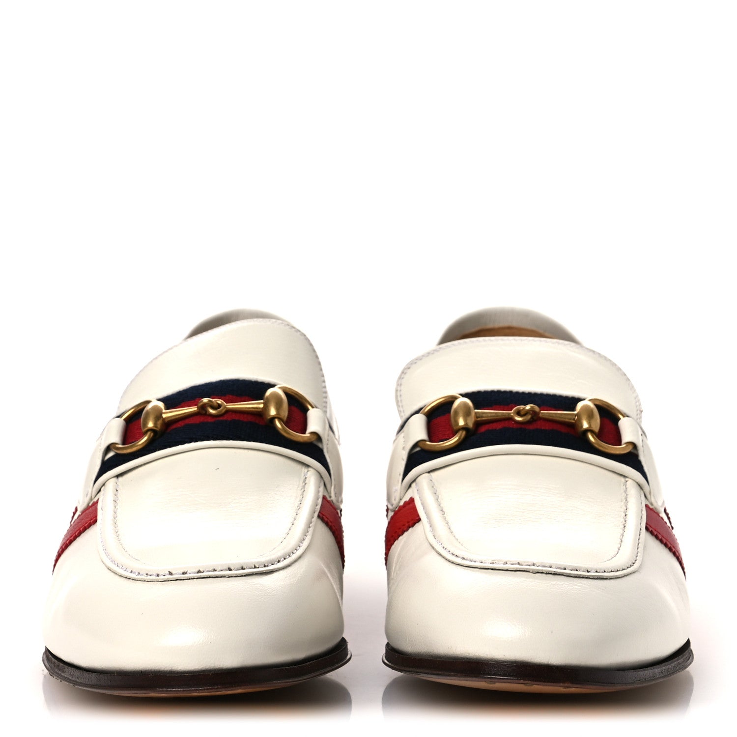 Gucci X ADIDAS Goatskin Web Mens Horsebit Loafers 9 White 3 of 12