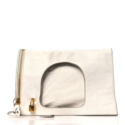 Tom Ford Ramskin Large Alix Padlock Zip Shoulder Bag White 3 of 11
