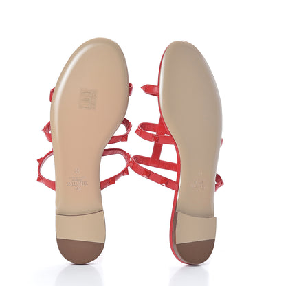 Valentino Garavani Calfskin Monochrome Rockstud Caged Flat Slide Sandals 39 Rouge Pur 7 of 7