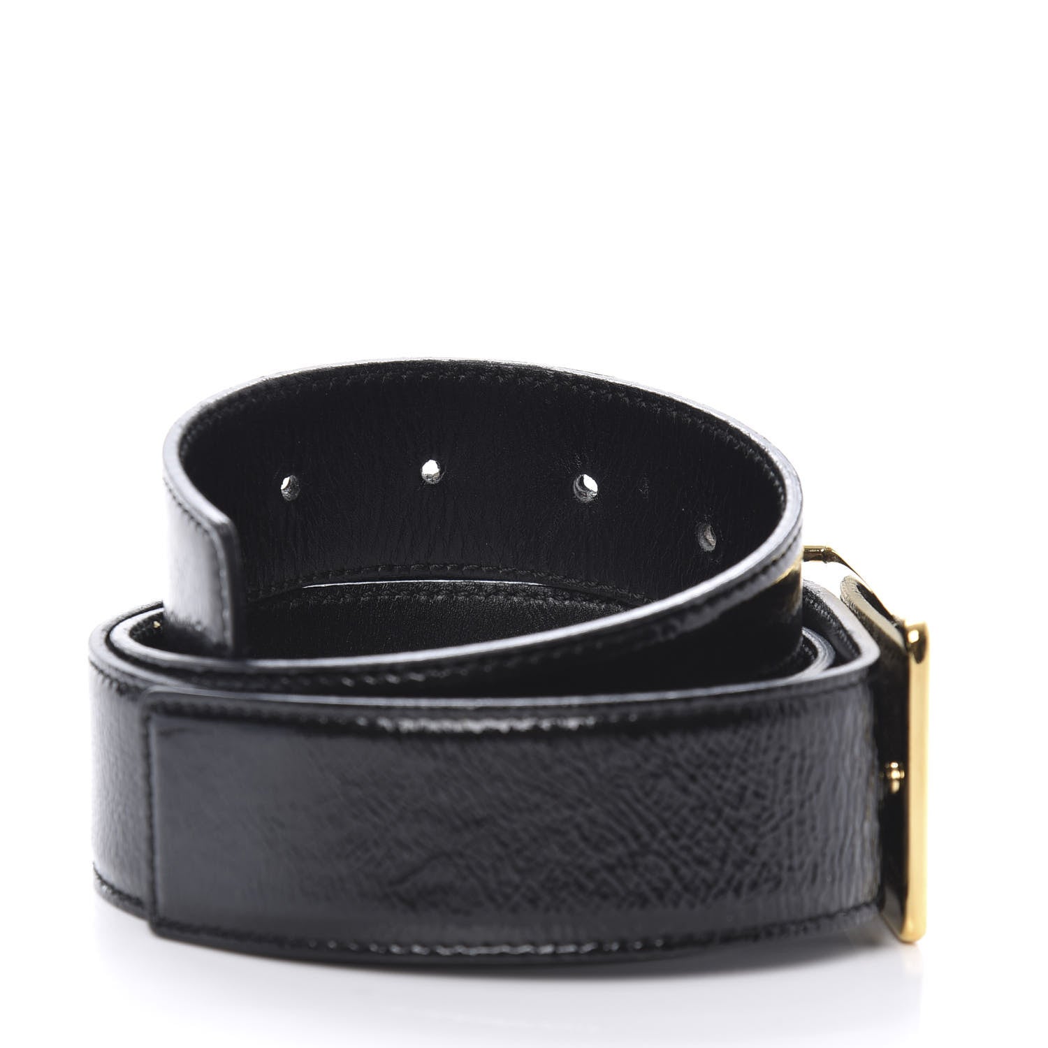 Saint Laurent Patent Calfskin Y-Mail Belt 75 30 Black 5 of 6
