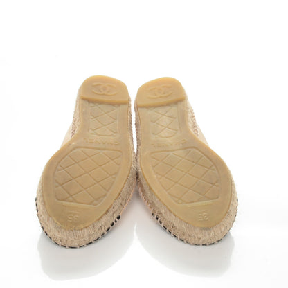 Chanel Lambskin CC Espadrilles 35 Beige Black 5 of 7