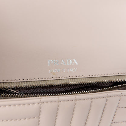Prada Soft Calfskin Impunture Diagramme Large Chain Flap Shoulder Bag Pomice 7 of 11